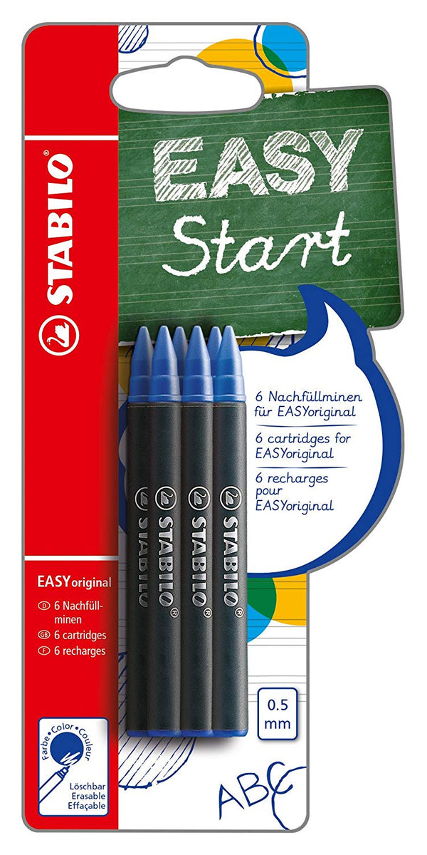 STABILO EASYoriginal Refills Blue (Pack 6) - B-47374-10 - ONE CLICK SUPPLIES