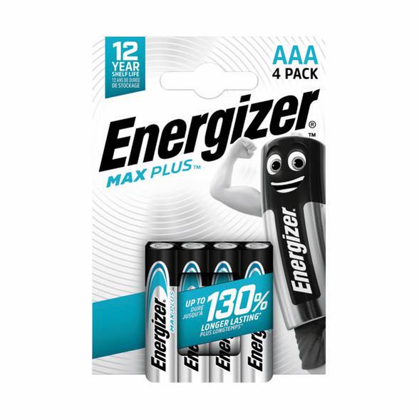 Energizer Max Plus AAA Alkaline Batteries (Pack 4) - E301321404 - ONE CLICK SUPPLIES