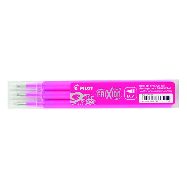 Pilot Refill for FriXion Ball/Clicker Pens 0.7mm Tip Pink (Pack 3) - 75300309 - ONE CLICK SUPPLIES