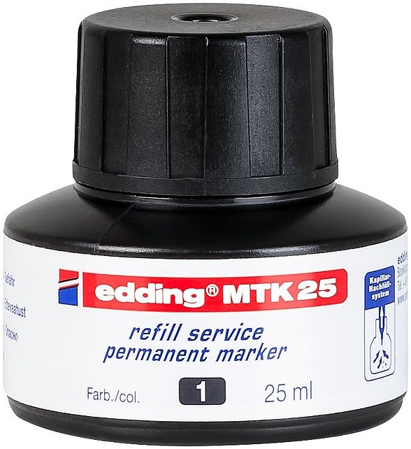 edding MTK 25 Bottled Refill Ink for Permanent Markers 25ml Black - 4-MTK25001 - ONE CLICK SUPPLIES