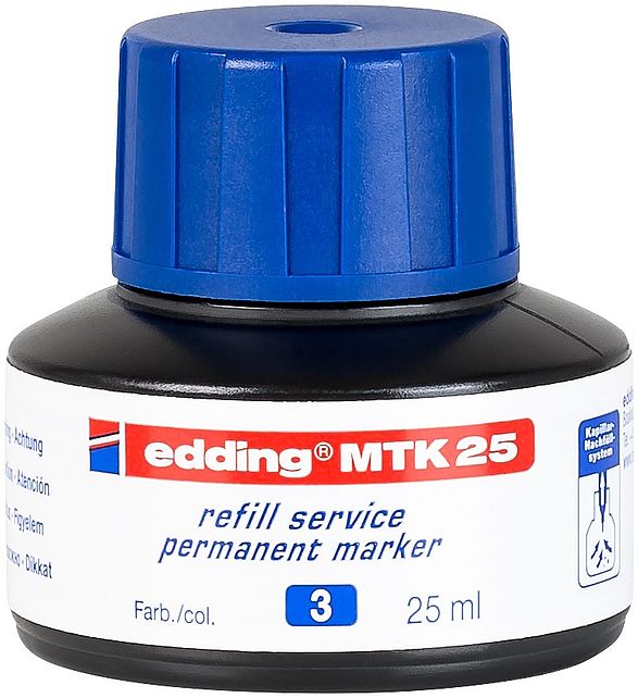 edding MTK 25 Bottled Refill Ink for Permanent Markers 25ml Blue - 4-MTK25003 - ONE CLICK SUPPLIES