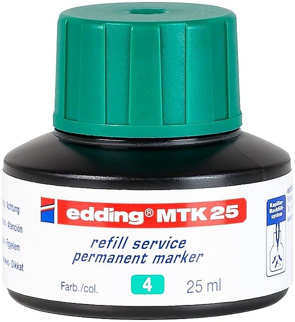 edding MTK 25 Bottled Refill Ink for Permanent Markers 25ml Green - 4-MTK25004 - ONE CLICK SUPPLIES