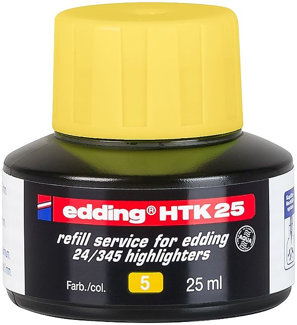 edding HTK 25 Bottled Refill Ink for Highlighter Pens 25ml Yellow - 4-HTK25005 - ONE CLICK SUPPLIES