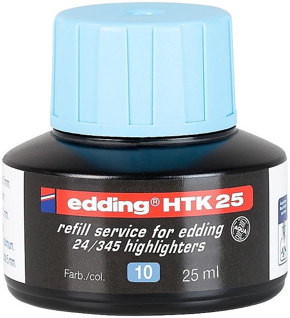 edding HTK 25 Bottled Refill Ink for Highlighter Pens 25ml Light Blue - 4-HTK25010 - ONE CLICK SUPPLIES