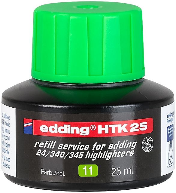 edding HTK 25 Bottled Refill Ink for Highlighter Pens 25ml Green - 4-HTK25011 - ONE CLICK SUPPLIES
