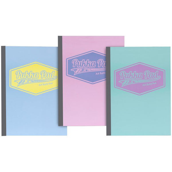 Pukka A4 Refill Pad Ruled 160 Pages Pastel Blue/Pink/Mint (Pack 3) - 8902-PST - ONE CLICK SUPPLIES