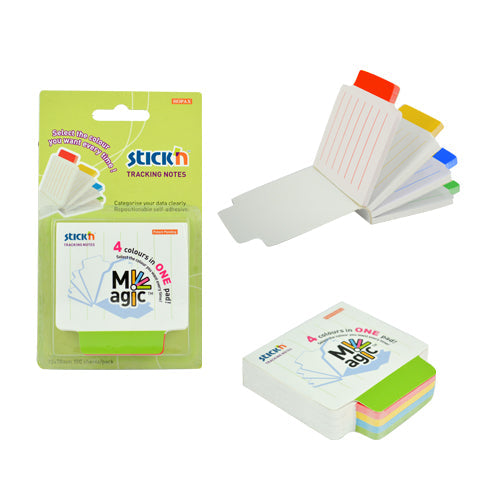 Stickn Magic Tracking Notes 70x70mm Ruled 100 Sheets White with Coloured Tab 21559 - ONE CLICK SUPPLIES