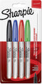 Sharpie Permanent Marker Fine Tip 0.9mm Line Assorted Standard Colours (Pack 4) - 1985858 - ONE CLICK SUPPLIES