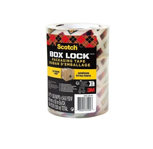 Scotch Box Lock Packaging Tape 3950-LR3-DC 48 mm x 50 m (Pack 3) 7100262924 - ONE CLICK SUPPLIES