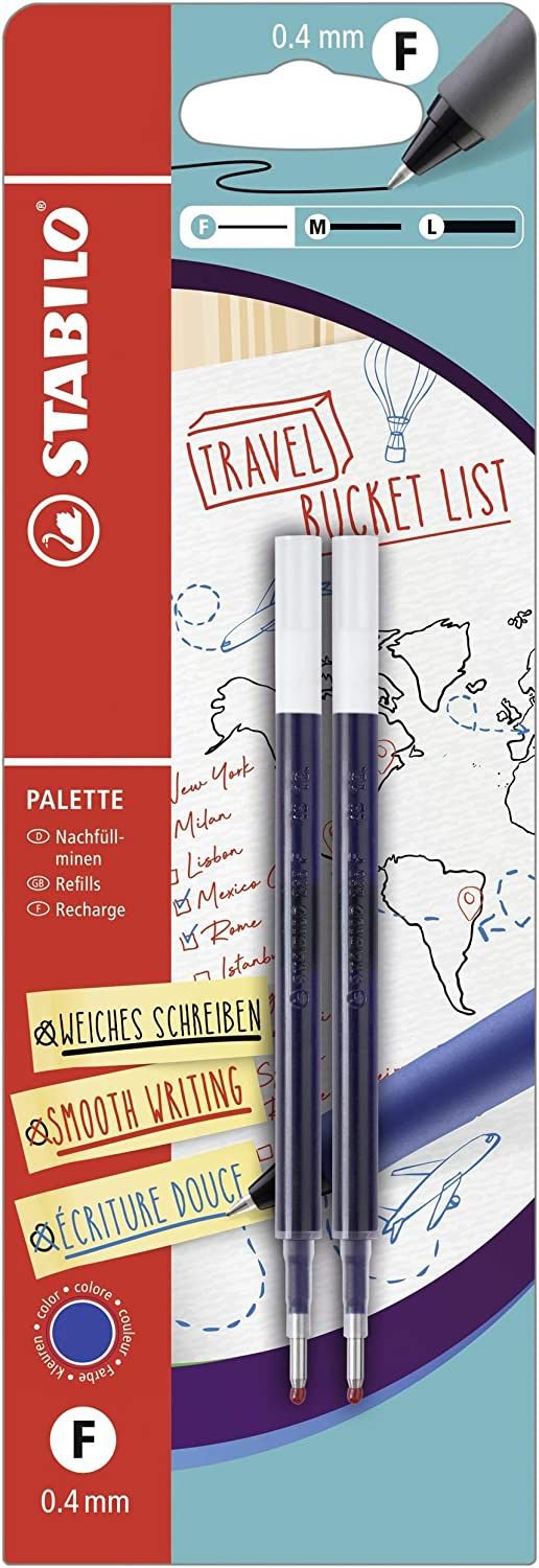 STABILO PALETTE Gel Rollerball Refill 0.4mm Line Blue 2pc (Blister 2) B-55616-5 - ONE CLICK SUPPLIES