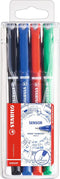 STABILO SENSOR Fineliner Pen 0.3mm Line Black/Blue/Red/Green (Wallet 4) 189/4 - ONE CLICK SUPPLIES