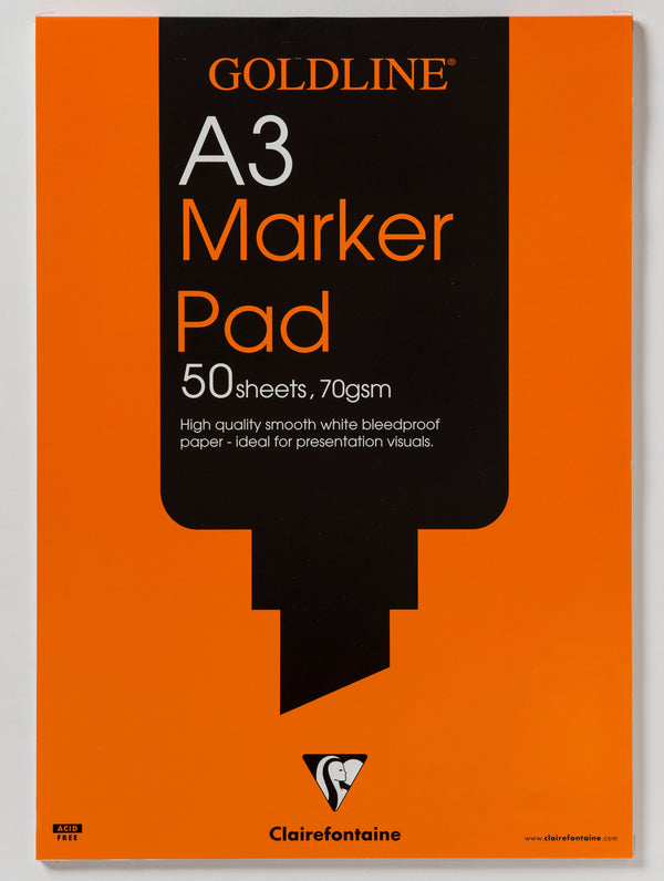 Goldline A3 Bleedproof Marker Pad 70gsm 50 Sheets White Paper GPB1A3Z - ONE CLICK SUPPLIES