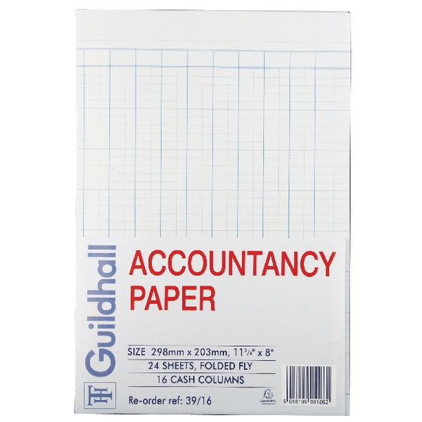 Guildhall Accountancy Paper 16 Cash Columns (240 Pack) 39/16 - ONE CLICK SUPPLIES