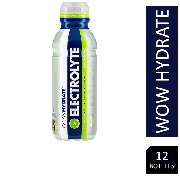 Wow Hydrate Electrolyte Water lemon & Lime 12 x 500ml - ONE CLICK SUPPLIES