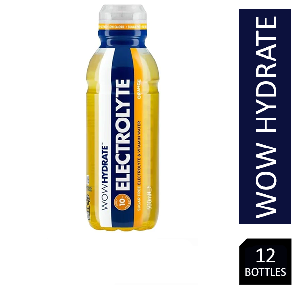 Wow Hydrate Electrolyte Water Orange 12 x 500ml - ONE CLICK SUPPLIES