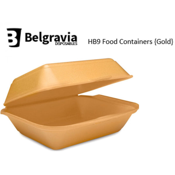 Belgravia HB9 Gold Polystyrene Food Containers {250} - ONE CLICK SUPPLIES