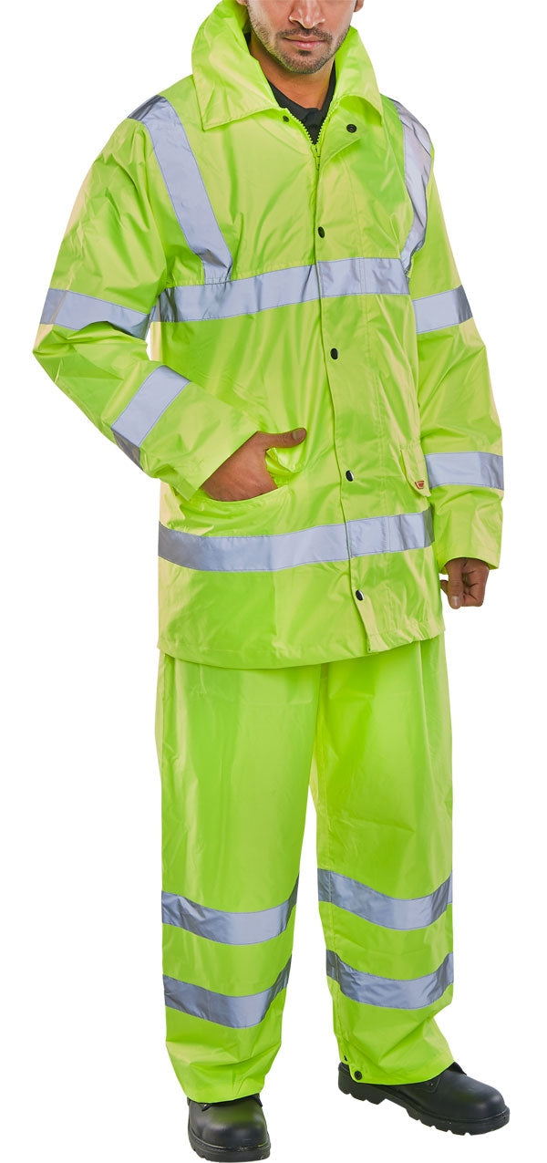 Hi-Visibility Lightweight Suit Jacket & Trouser Yellow {All Sizes} - ONE CLICK SUPPLIES