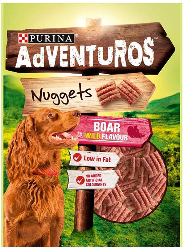 Adventuros Dog Treats Nuggets Boar Wild 6 x 90g {Full Case} - ONE CLICK SUPPLIES