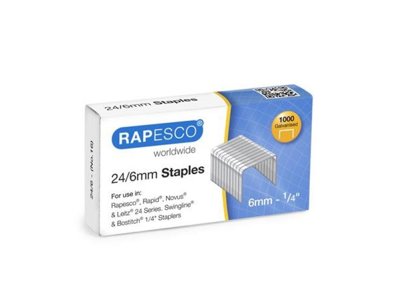 Rapesco 24/6mm Staples Chisel Point (Pack of 1000) S24607Z3 - ONE CLICK SUPPLIES