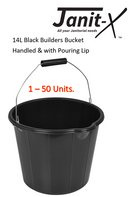 Janit-X Builders, Gardeners Buckets Black 14L Capacity - ONE CLICK SUPPLIES