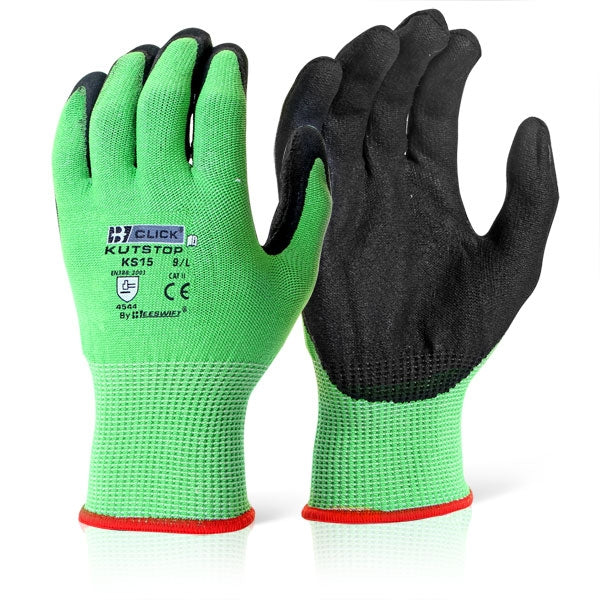 Kutstop Green Micro Foam Small Nitrile Gloves - Cut Resistance {All Sizes} - ONE CLICK SUPPLIES