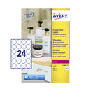 Avery Laser Label 40mm Diameter 24 Per A4 Sheet Crystal Clear (Pack 600 Labels) L7780-25 - ONE CLICK SUPPLIES