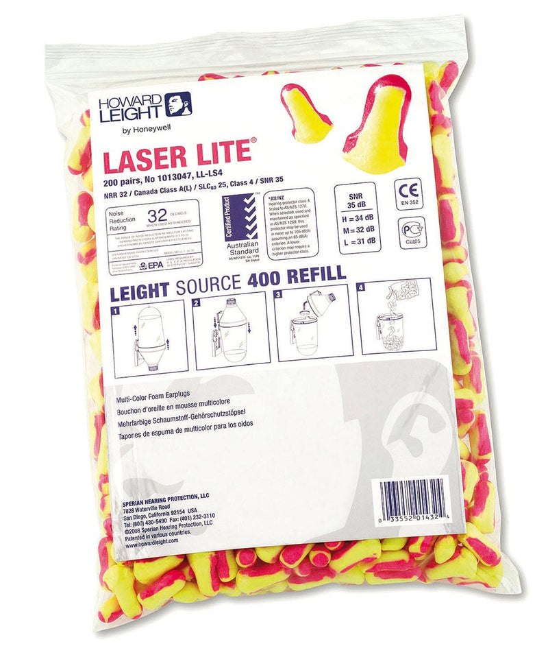 Howard Leight Laser Lite Ear Plugs Refill Pack 200's {HL1013047} - ONE CLICK SUPPLIES