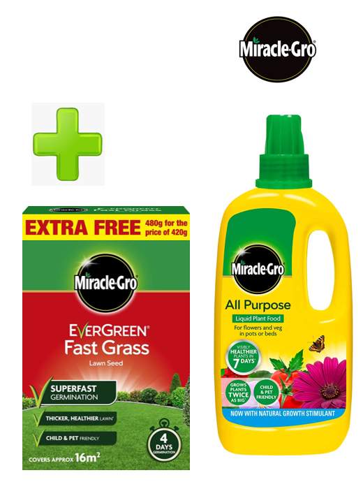 Miracle Gro Fast Grass Seed 480g & 1L Plant Food {Multi Pack} - ONE CLICK SUPPLIES