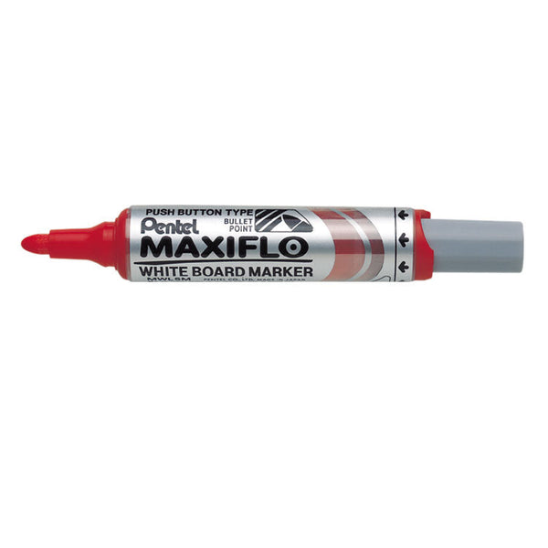 Pentel Whiteboard Marker Bullet Tip 3mm Line Red (Pack 12) - MWL5M-BO - ONE CLICK SUPPLIES