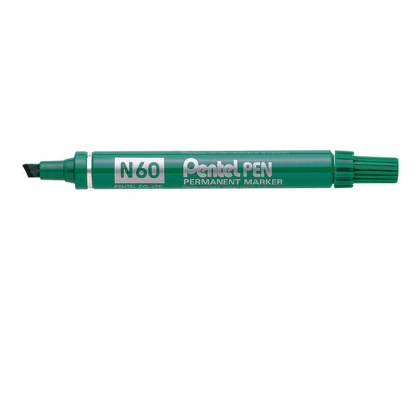 Pentel N60 Permanent Marker Chisel Tip 3.9-5.7mm Line Green (Pack 12) - N60-D - ONE CLICK SUPPLIES