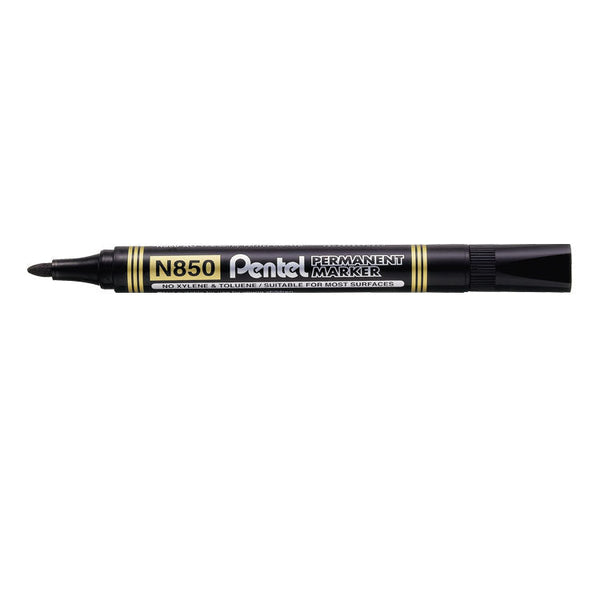Pentel N850 Permanent Marker Bullet Tip 2.1mm Line Black (Pack 12) - N850-AE - ONE CLICK SUPPLIES