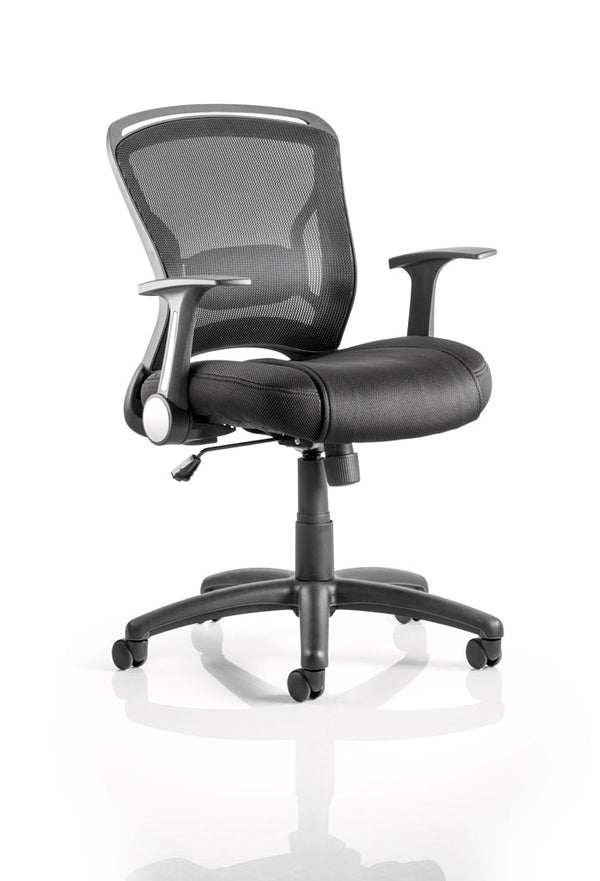 Zeus Chair Black Fabric Black Mesh Back With Arms OP000140 - ONE CLICK SUPPLIES