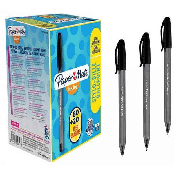 Paper Mate InkJoy 100 Ball Pen / Black / Pack of 80 plus 20 FREE - ONE CLICK SUPPLIES