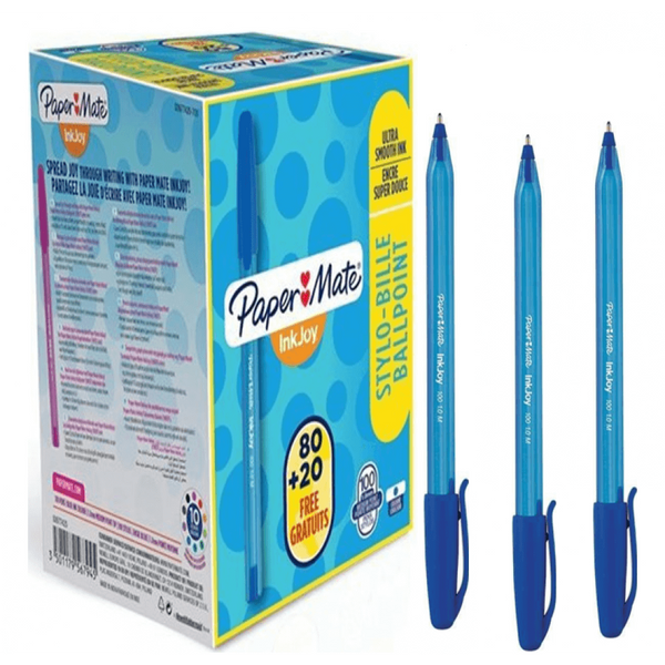 PaperMate InkJoy 100 Ballpoint Pen Medium Blue (Pack of 100) S0977420 - ONE CLICK SUPPLIES