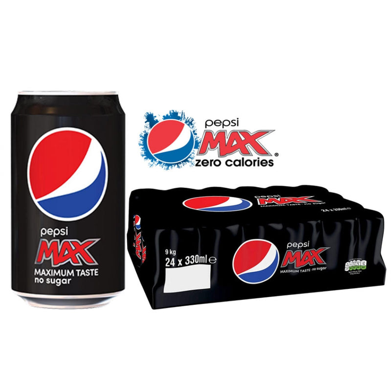 Pepsi Max Cola 330ml Cans (Pack of 24) - ONE CLICK SUPPLIES