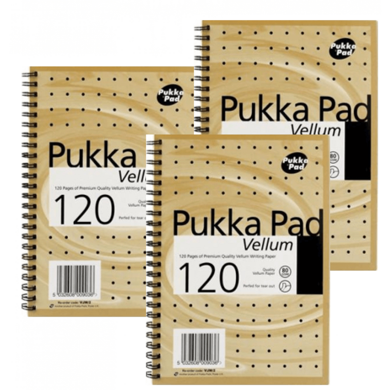 Pukka Pads Notebook Wirebound Perforated Ruled 120pp 80gsm A5 Vellum [Pack 3] - ONE CLICK SUPPLIES
