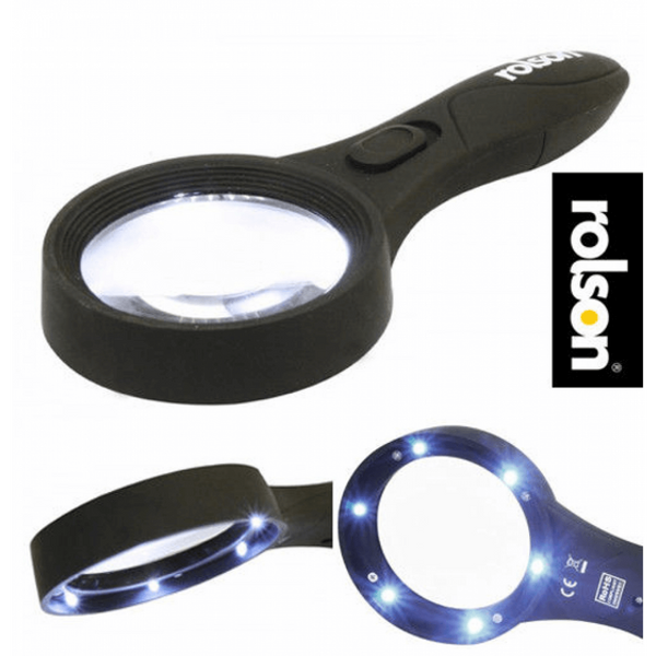 Rolson® Large Magnifying glass with Light Illuminated 6 LED Lamp reading books - ONE CLICK SUPPLIES