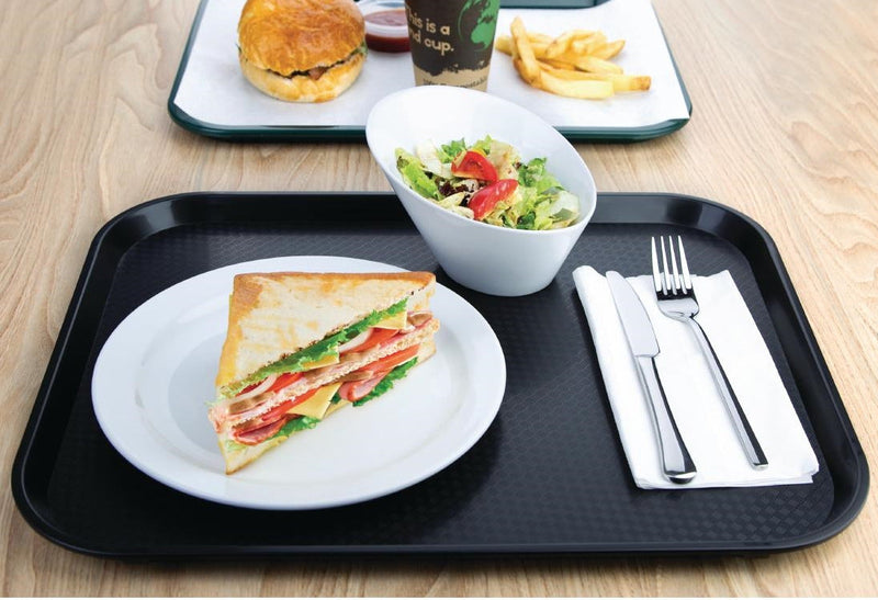 Fixtures Black Plastic Fast Food Serving Tray {34cm x 26cm}