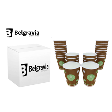 12oz Belgravia 100% Biodegradable Ripple Paper Cups 25's - ONE CLICK SUPPLIES