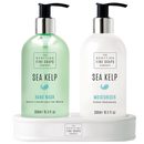 Scottish Fine Soaps Sea Kelp,Luxury 3pc Gift Set 1 x Moisturiser Cream 300ml, 1 x Hand Wash and 2pc Ceramic Bottle Holder