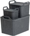 Strata Charcoal Grey 3-Pack Set  Handy Basket With Lid S/M/L - ONE CLICK SUPPLIES