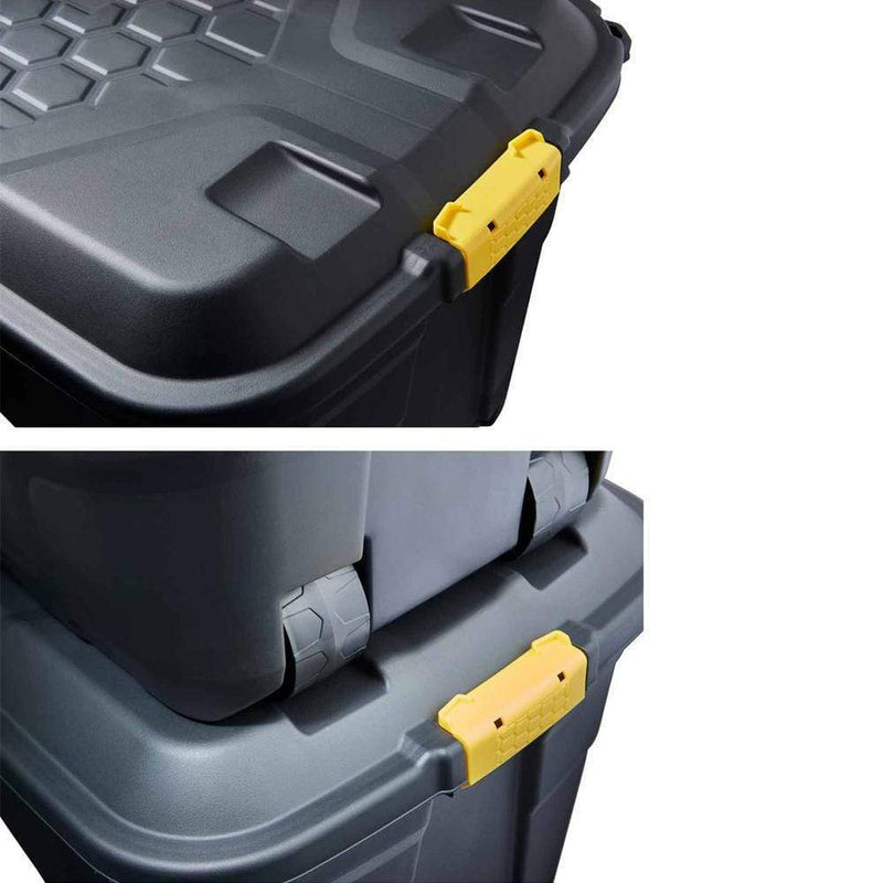 Strata 145 Litre Heavy Duty Plastic Smart Trunk with Lid, Clip Lock and Wheels - ONE CLICK SUPPLIES