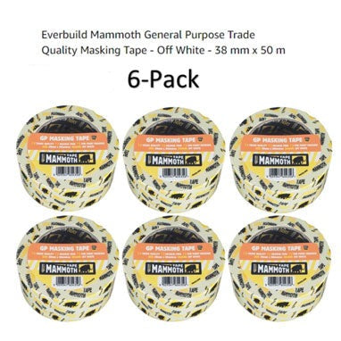 Everbuild Mammoth General Purpose Trade Quality Masking Tape - Off White - 38mm x 50m {6 Pack} - ONE CLICK SUPPLIES