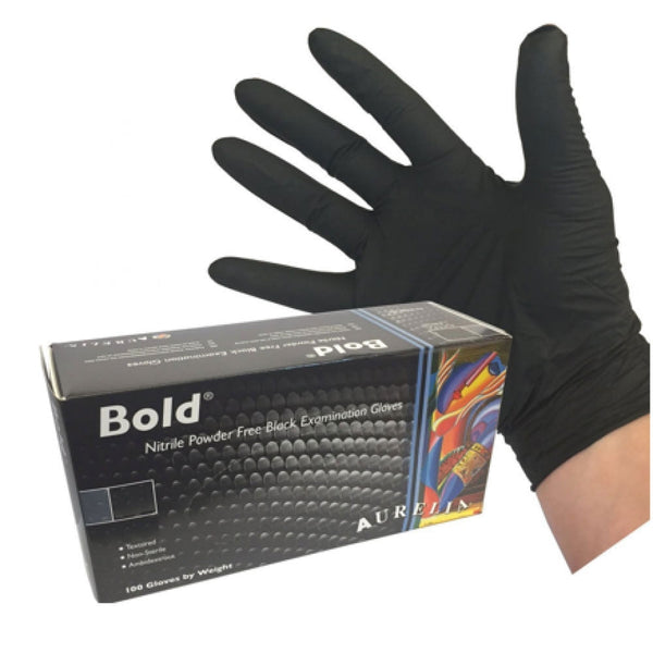 Aurelia Bold Powder Free Medical Grade Nitrile Gloves 100 x Black Medium - ONE CLICK SUPPLIES