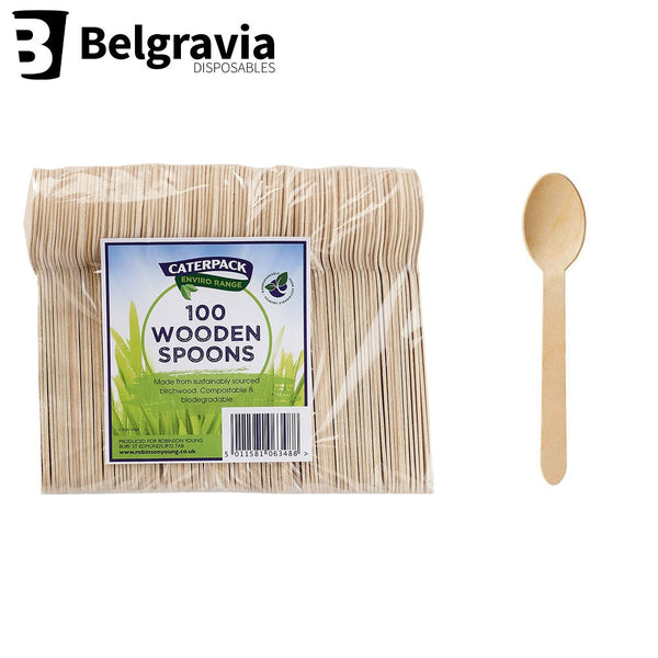 Belgravia Caterpack Wooden Spoons Pack 100's - ONE CLICK SUPPLIES