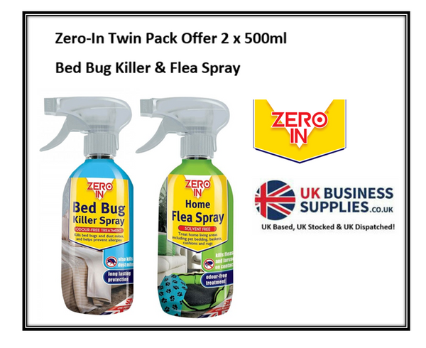 Zero In Twin Pack No1 FLEA SPRAY & Bed Bug Spray 2 x 500ml Offer - ONE CLICK SUPPLIES